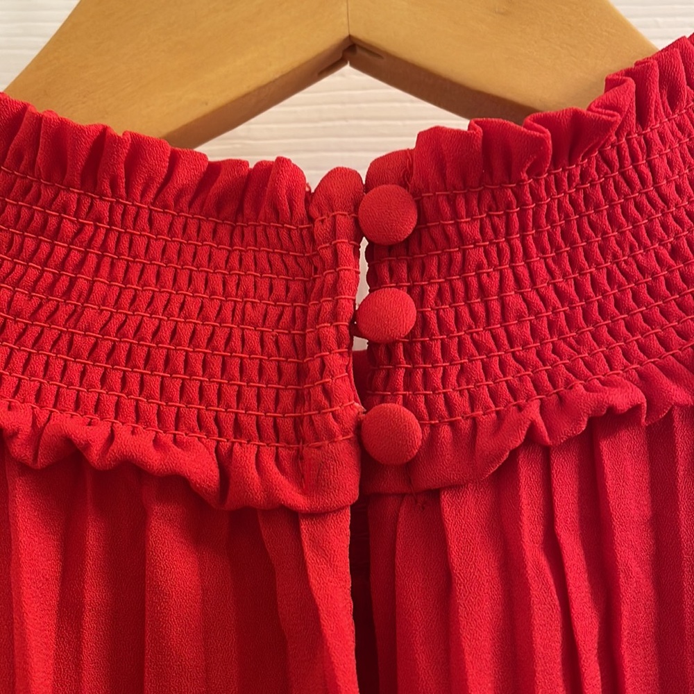 Nannette Lapore sleeveless pleated dress, sz 8 red - Picture 7 of 8